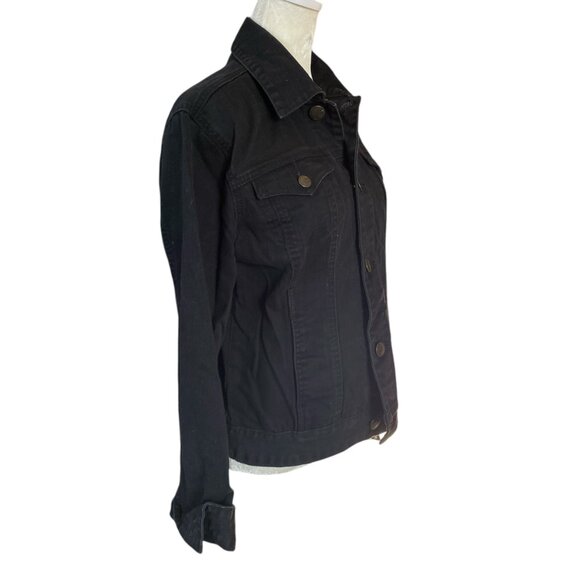 JAG women's M black collared long sleeve button down denim jean jacket pockets - Picture 2 of 9